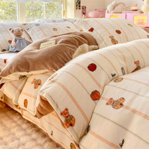 NAIYOUCHENG | Thick Warm Bedding Set Milk Coral Fleece