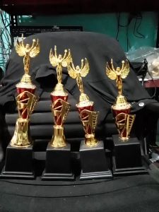 Piala Lomba Juara 1 2 3 4 (PATUNG DEWI BODY MERAH RASER) "costum" FREE STICKER (BOLEH satuan)TERMASUK SETICKER DAN FREE DESIGN