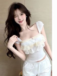 GUZILIAN | Áo Vest Lưng Dây Phong Cách Pháp Có Nếp Nhăn