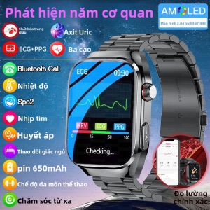 Đồng Hồ Thông Minh AI Chẩn Đoán Thông Minh ECG+PPG 2025 Bảo Vệ Sức Khỏe Mới Theo Dõi Lipid Máu Axit Uric Nhịp Tim Gọi BT Dành Cho Nam Giới