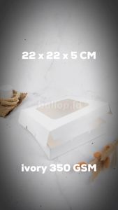 [10 PCS] IVORY 22 22 5 CM Laminasi Jendela Kotak Box Putih Dus Kue Roti Dessert Kemasan Packaging Brownies Dos Snack