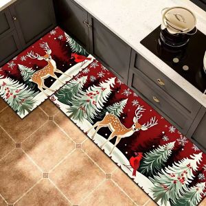 VIKAMA Ông Già Noel Thảm Trải Sàn Nhà Bếp 1/2Pc Thảm Thấm Hút Nước Chống Bám Bẩn Cho Phòng Giặt Phòng Ăn Trang Trí Nhà Chống Trơn Trượt