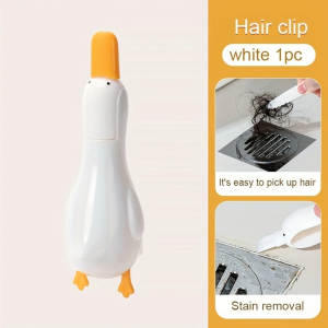 2-in-1 Cute Duck Shaped Double-head Design Cleaning Clip Dust Stain Removal Shovel - Bathroom Cleaner Tool With Drainage Hole
