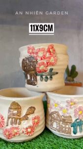 Chậu Đất Nung Hình Hoa Nhà Kích thước 11x9cm - Trồng Sen Đá - Xương Rồng- LỖI 1 ĐỔI 1