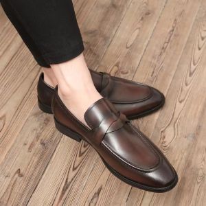 Slip-on Retro Rub Colored Business Mens Shoes British Style Easiest for Match Loafers Mens Bean Bag Spring/Summer Breathable Casual Leather Shoes