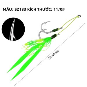 Proberos Mắt Lớn Bộ Móc Đôi Lông Vũ Xanh IronPlate Jigging Móc Thép Carbon Cao Cấp Cho Bass Câu Cá Nước Biển 2 Bộ/túi