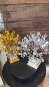 ต้นโพธิ์เงิน โพธิ์ทอง 9 นิ้ว (ฐานลายไทย) ต้นไม้มงคลประดิษฐ์ ดัดทรงได้ สำหรับตั้งศาลพระภูมิ หิ้งพระ เสริมฮวงจุ้ย