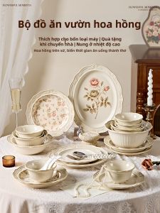 Vintage High Appearance Rose French Design Ceramic Dishware Set