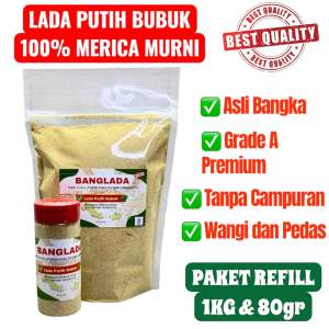 Banglada Lada Putih Asli Bangka 80gr & 1kg Paket Refill Merica bubuk Premium Tanpa campuran