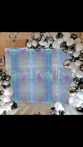 Rainbow Laser Curtain Foil Iridescent Backdrop Banner Square 1x2M Disco Theme Birthday Party Colorful Fringe Decoration