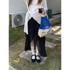 Váy Chữ a Màu Đen Dài Thường Ngày Cho Nữ Mùa Xuân Thu 2025 Váy Dài Không Đều Họa Tiết Hoa Thanh Lịch Váy Chữ a Cạp Cao Cho Nữ