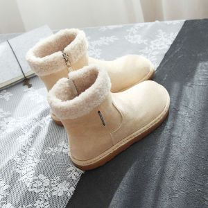 Womens Fluffy Tube Snow Boots 2025 New Autumn Winter Flat Bottom Fleece Lined Short Boots Forest System Retro Cute Warm Cotton Shoes