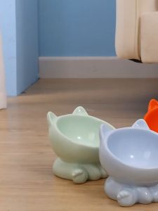 Pet Food Bowl Cute Ceramic Cat Feeder Supplies Drinking Eating Puppy Kitten Protection Cervical Water Feeder Container 宠物陶瓷碗护颈