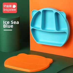 Bajalee | Suction Plate with Sections Learning to Eat Spoon for Babies Set
