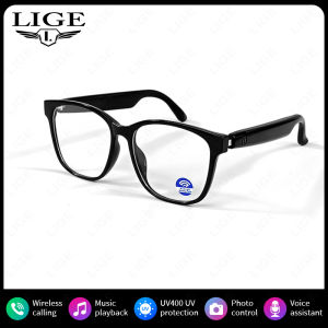 LIGE | LIGE Anti-blue Light UV Protection Smart Sunglasses Hands-Free Calls Audio Voice Assistant Bluetooth Smart Glasses for Men Women