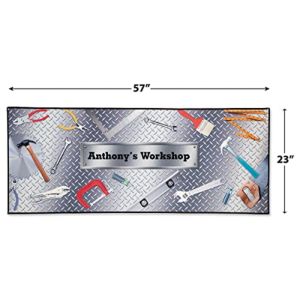 VIKAMA Metal Double Wide Custom Garage Mat - Man Cave Workshop Car Motorcycle Gift for Dad Grandpa Business