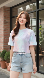 Unique Tie Dye Short Sleeve T-Shirt for Women crop top T302