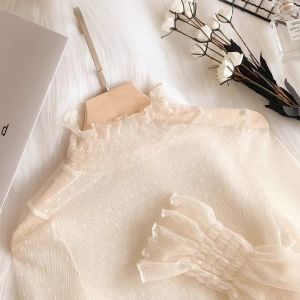 French Design Lace Top Slim Fit Blouse