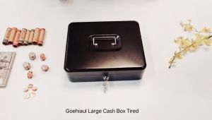 4GL Cash Box (30cm x 24cm x 9cm) Compartment Tray Lockable Security Portable Cash Box cash drawer money box