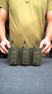 IDOGEAR Tactical LSR 9mm 556 Mag Pouch Triple Mag Pouch Mag Carrier MOLLE Pouch Laser Cut Nylon Tactical Outdoors Sports Bag 3570