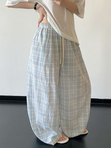 Drawstring Elastic Waist Anti-see-through Lined Straight Loose Trousers