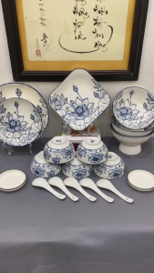 BỘ 18 món HOA SEN gốm sứ tô chén dĩa - Dành cho 5 người(Có 2 phân loại: bộ 18 món Hoa Sen Thấp bộ 18 món Hoa Sen Vuông)