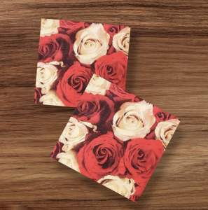 Party Dinner Napkin Serviette Disposable Paper Tissue - Colour Floral Roses Red Pink Flowers Romantic Valentine [NSP160]