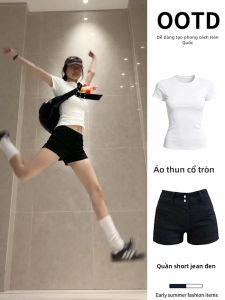 ZUKUN | Bộ Quần Short Skinny Đen và Áo Ôm