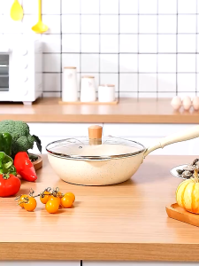 กระทะเคลือบหินอ่อน ขนาด24cm ลึก10cm กระทะ กระทะเคลือบหินอ่อน เกรดพรีเมี่ยม ไม่ติดกระทะ ทำความสะอาดง่าย  ทอด ผัด ตุ๋น ใช้ได้กับเตาทุกประเภท กะทะเคลือบหินอ่อน