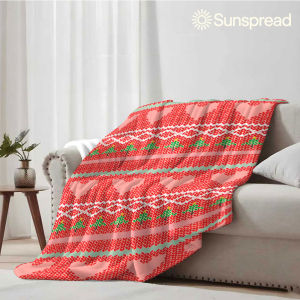 Christmas Knit Heart Soft Warm Flannel Blanket Lightweight Cozy Christmas Halloween Home Decor Room