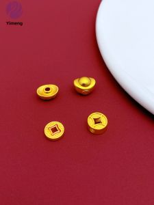 Antique Gold Copper Coin round Beads Handmade DIY Jewelry Accessories Color Retention Braiding Rope Lucky Charm Beads