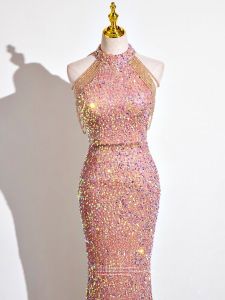 ชุดราตรีผู้หญิงระดับไฮเอนด์ ทรงหางปลา ประดับเพชร เสื้อผ้าสำหรับงานปาร์ตี้ เดรสยาว กระโปรงทรงเอ ชุดราตรี