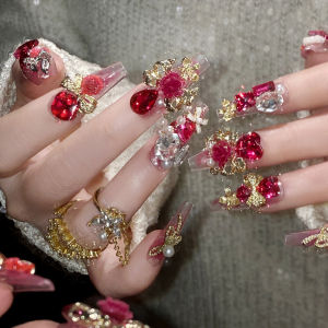 Chinese New Year Bride Fake Nail Patch Finished Dark Advanced Fake Nail Slices