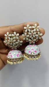 Indian Jewellery Meenakari Floral Jhumka Earrings (WJ-32)