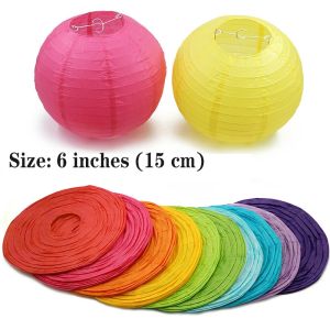 Polocat 6 inchs Paper Lanterns Multi Color Decorative Round Chinese Japanese Home Decor 15cm