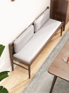 DONGMU | Soft Padded Solid Wood Nordic Style Long Bench