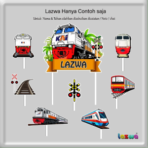 Topper cake custom nama KRL kereta api hiasan kue & buket