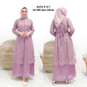 Gamis Brukat Tille Dress Plus Outer Baju Kondangan Lamaran Tunangan Wisuda Bridesmaid Juwita Aulia 2 in 1