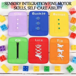 Montessori early education wool learning busy board set of six pieces - basic dressing / life skills