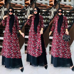 READY LAYLA set hijab segi empat *Gamis ala ala tunik malay
