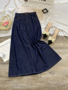 กระโปรงยีนส์ทรงเอเอวสูงทรงเข้ารูปสำหรับผู้หญิงในช่วงฤดูร้อน สไตล์ลำลอง ทรงหลวม ทรงหลวม ทรงเข้ารูป กระโปรงยาวปานกลาง