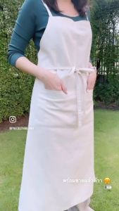 ผ้ากันเปื้อนมินิมอล สไตล์ญี่ปุ่น ผ้าลินินฝ้าย คัดติ้งอย่างดี สามารถนำไปปักโลโก้ร้านได้