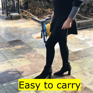 Garden hose reel with metal nozzle set portable car wash kit hose storage rack home cleaning set 10-35m