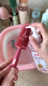 Bottle brush 3 in 1 Non-Scratch Baby Milk Bottle Cleaner Silicone Brush Set
