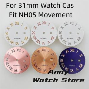 24.5mm Watch purpie Gray Rose White Dial Roman Index Fit NH05 Movement Women Watches