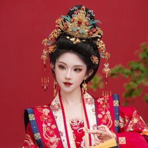 Original Qing Yue Lu Ming Feng Yu Luo Jin Ancient Style Wedding Crown Bride Headwear New Chinese Traditional Marriage Ceremony Accessory
