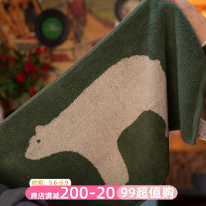 ผ้าขนหนูหมีขั้วโลกแนววินเทจผ้าฝ้ายแท้สำหรับล้างหน้าใช้ในบ้านผ้าขนหนูเพิ่มความหนาลายการ์ตูนสำหรับเด็กและผู้หญิงผู้ชายซับน้ำขนไม่หลุดลอก