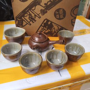 Bộ ấm trà mộc Mashiko men chảy full hộp