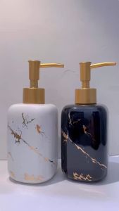 400ML Soap Dispenser Light Luxury Series Ceramic Marble Pattern Liquid Hand Wash Dispenser Hand Soap Bottle Hand Press Dispenser Bottle Hotel Club Shampoo Shower Gel Dispenser Refillable