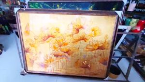 ( Kèm khung) Tranh sơn mài Thanh Bình Lê- HOA SEN size 113x153 cm nền dát vàng  hàng cao cấp xuất khẩu